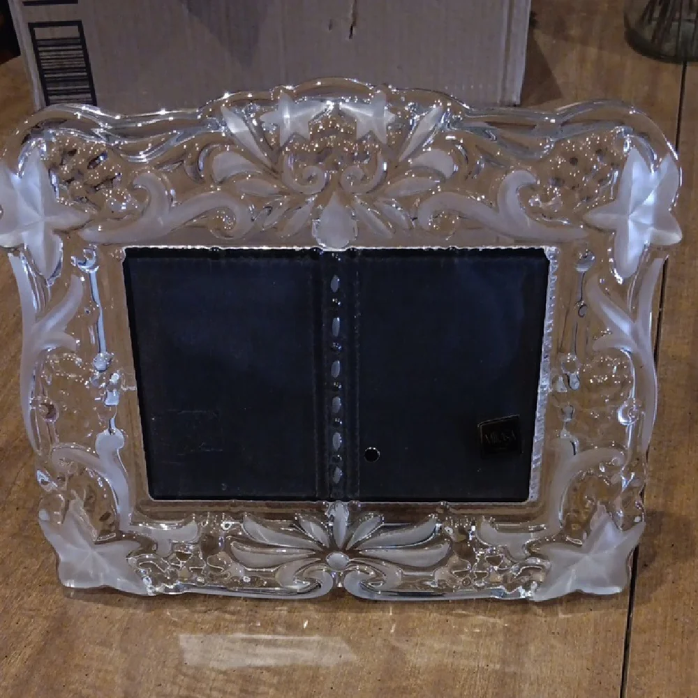 Mikasa Clear Glass Picture Frame with White Ornate Accents
